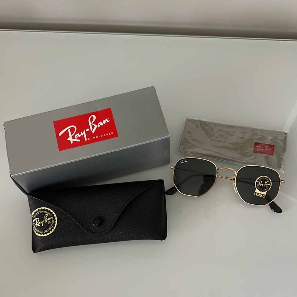 Ray-Ban Gold/Green Sunglasses